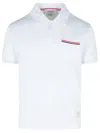 Thom Browne White Cotton Polo Shirt With Tricolor Detailing In White