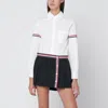 Thom Browne Pink Stripe Oxford Armband Round Collar Shirt In White