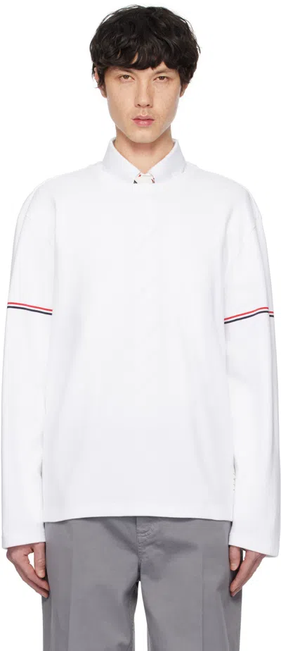 Thom Browne White Cotton Rugby Long Sleeve T-shirt In 100 White