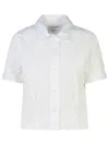 Thom Browne Short Sleeve Tucked Blouse In Poplin In White