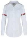 Thom Browne Cotton Shirt With Striped Arm Detail In White