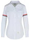 Thom Browne Cotton Shirt With Striped Arm Detail In White