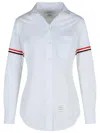 Thom Browne Cotton Shirt With Striped Arm Detail In White