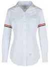 Thom Browne Cotton Shirt With Striped Arm Detail In White