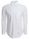 Thom Browne Button-down Shirt With Curved Hem And Pocket In White