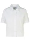 Thom Browne Short Sleeve Tucked Blouse In Poplin In White