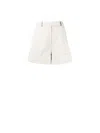 Thom Browne High-waist Cotton Shorts In Natural White