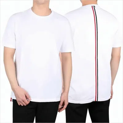 Thom Browne White Cotton Sleeveless T-shirt With Distinctive Stripe Detail