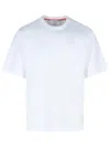 Thom Browne White Cotton T-shirt With Tricolor Stripe Detail