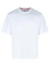 Thom Browne White Cotton T-shirt With Tricolor Stripe Detail