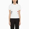 THOM BROWNE THOM BROWNE | WHITE COTTON T-SHIRT WITH EMBROIDERY