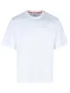 Thom Browne White Cotton T-shirt With Tricolor Stripe Detail In White
