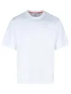 Thom Browne White Cotton T-shirt With Tricolor Stripe Detail In White