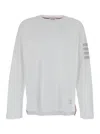 Thom Browne Long Sleeve Tee With 4 Bar Stripe In Milano Cotton Clothing In White