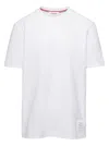 Thom Browne White Crewneck T-shirt With Signature 4 Bar Stripe In Cotton Man