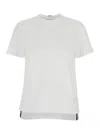 Thom Browne White Crewneck T-shirt With Vertical Rwb Detail On The Rear In Cotton Woman In Red