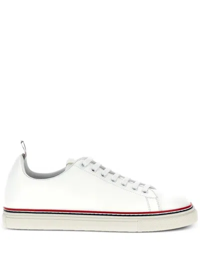 Thom Browne Men's White Double Stripe Sports Shoes