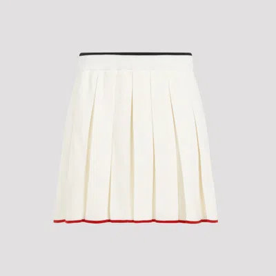 THOM BROWNE WHITE FULL NEEDLE STITCH MINI PLEATED SKIRT