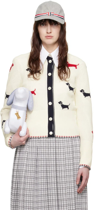 Thom Browne White Hector Cardigan In 100 White