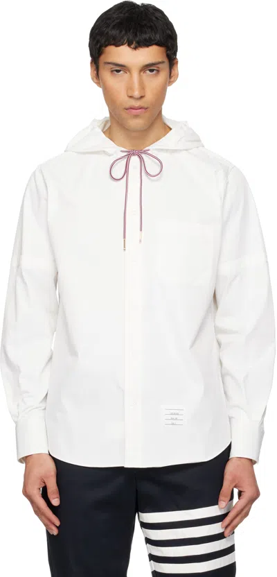 Thom Browne White Hooded Nylon Armband Shirt Jacket