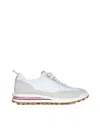 THOM BROWNE THOM BROWNE LEATHER AND FABRIC LOW-TOP SNEAKERS
