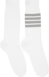 Thom Browne White Lightweight Cotton 4-bar Mid Calf Socks In White