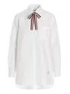 Thom Browne Bow Tie Logo Blouse In White
