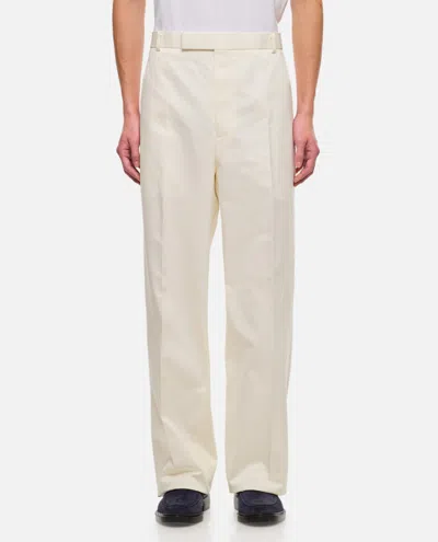 THOM BROWNE WHITE STRAIGHT-LEG COTTON TOUSERS