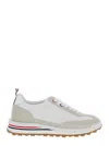 Thom Browne White Low Top Perforated Sneaker With Non-slip Rubber Outsole In Tech Fabric Woman In White