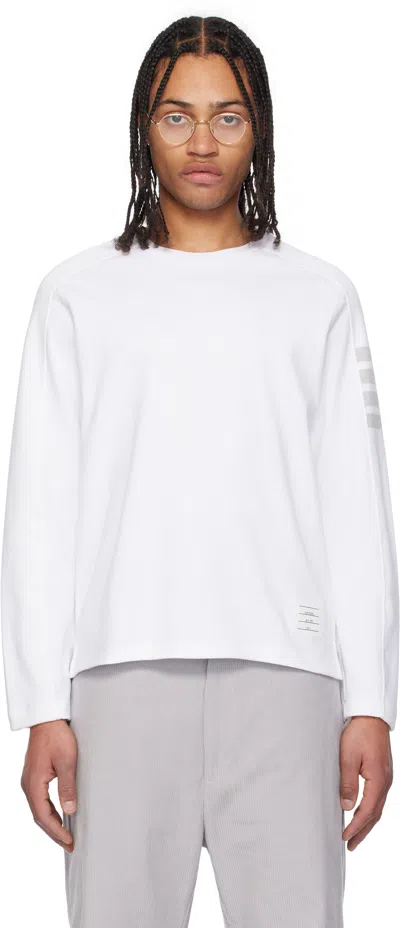 Thom Browne White Milano Cotton 4-bar T-shirt