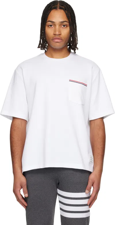 Thom Browne White Milano Cotton Oversized Pocket T-shirt