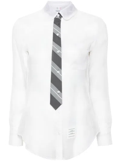 THOM BROWNE WHITE ORGANZA SILK SHIRT