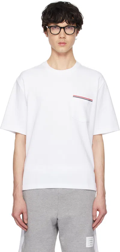 Thom Browne White Oversized Short Sleeve Pocket T-shirt In 100 White