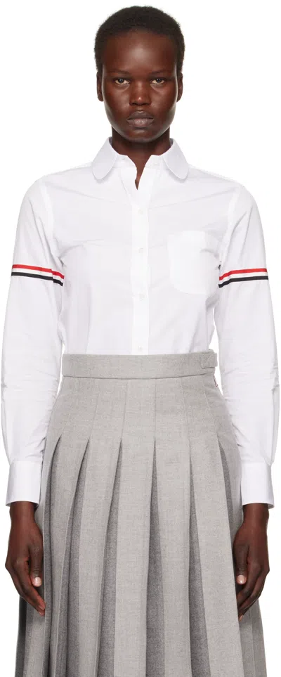 Thom Browne White Oxford Classic Round Collar Shirt In 100 White