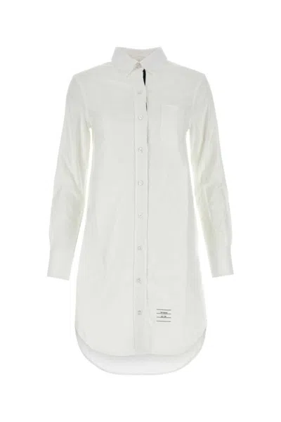 Thom Browne White Rwb Cotton Shirt Dress