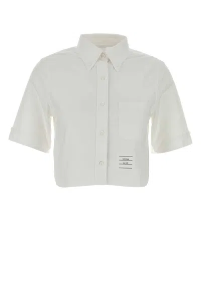 Thom Browne White Oxford Shirt In Gray