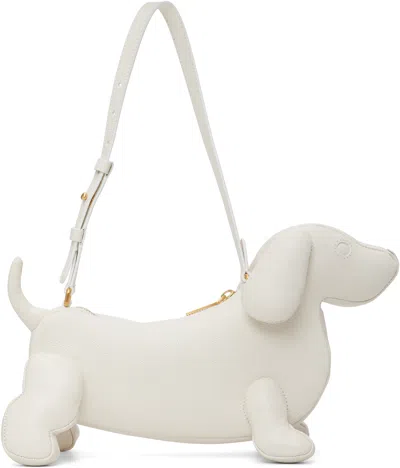 Thom Browne White Pebble Grain Baby Hector Shoulder Bag