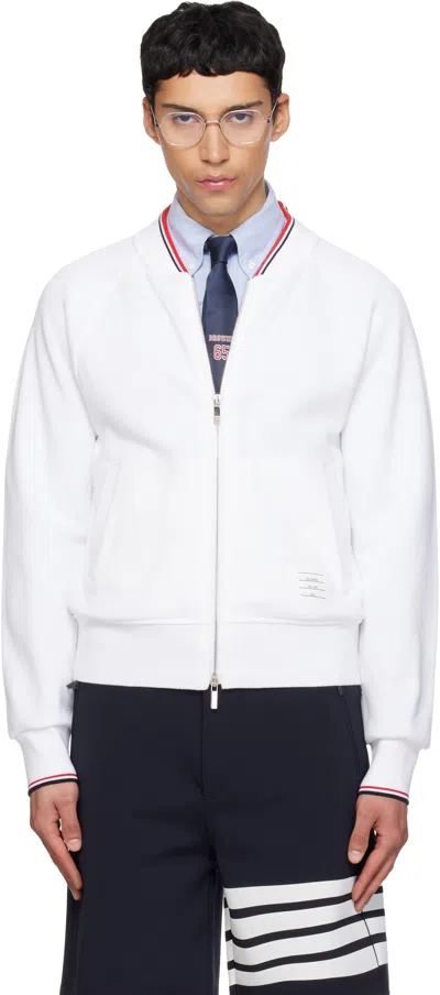 Thom Browne White Pique Loopback Rwb Tipping Sweater
