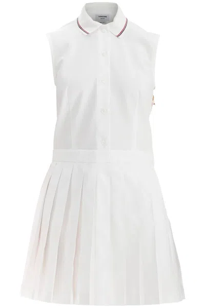 Thom Browne White Pleated Cotton Dress For Women Women