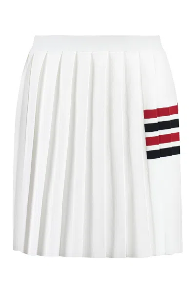 Thom Browne White Pleated Knit Skirt For Women
