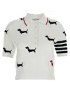 Thom Browne 'hector' Embroidered Polo Shirt In White