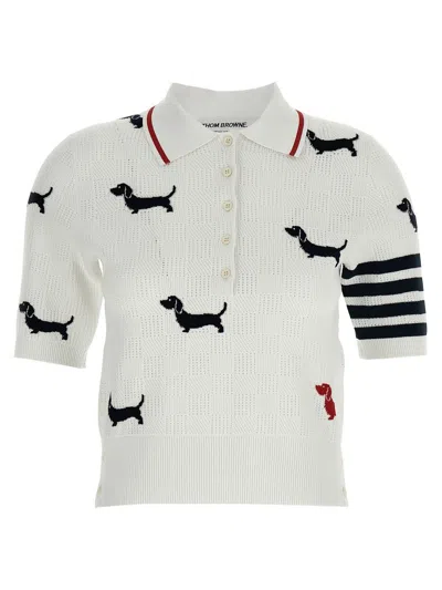 THOM BROWNE THOM BROWNE WHITE POLO SHIRT