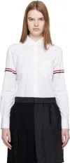 Thom Browne White Poplin Armbands Classic Round Collar Shirt In White