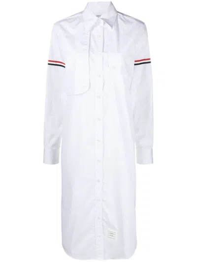 THOM BROWNE WHITE POPLIN DRESS