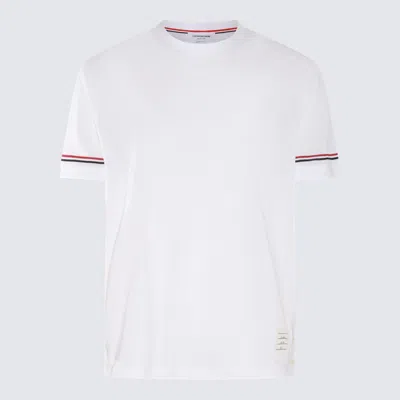 THOM BROWNE THOM BROWNE WHITE, RED AND BLUE COTTON T-SHIRT