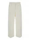 Thom Browne White Relaxed Pants With 4bar Rwb Detail In Cotton Woman