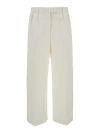 Thom Browne White Relaxed Pants With 4bar Rwb Detail In Cotton Woman In Grey