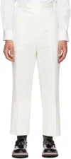 Thom Browne White Rolled Cuff Trousers In 100 White