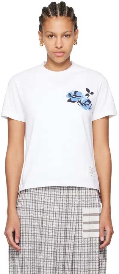 Thom Browne White Rose T-shirt In 100 White