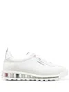 Thom Browne Perforated Leather Sneakers With Suede Overlays And Transparent Sole In White
